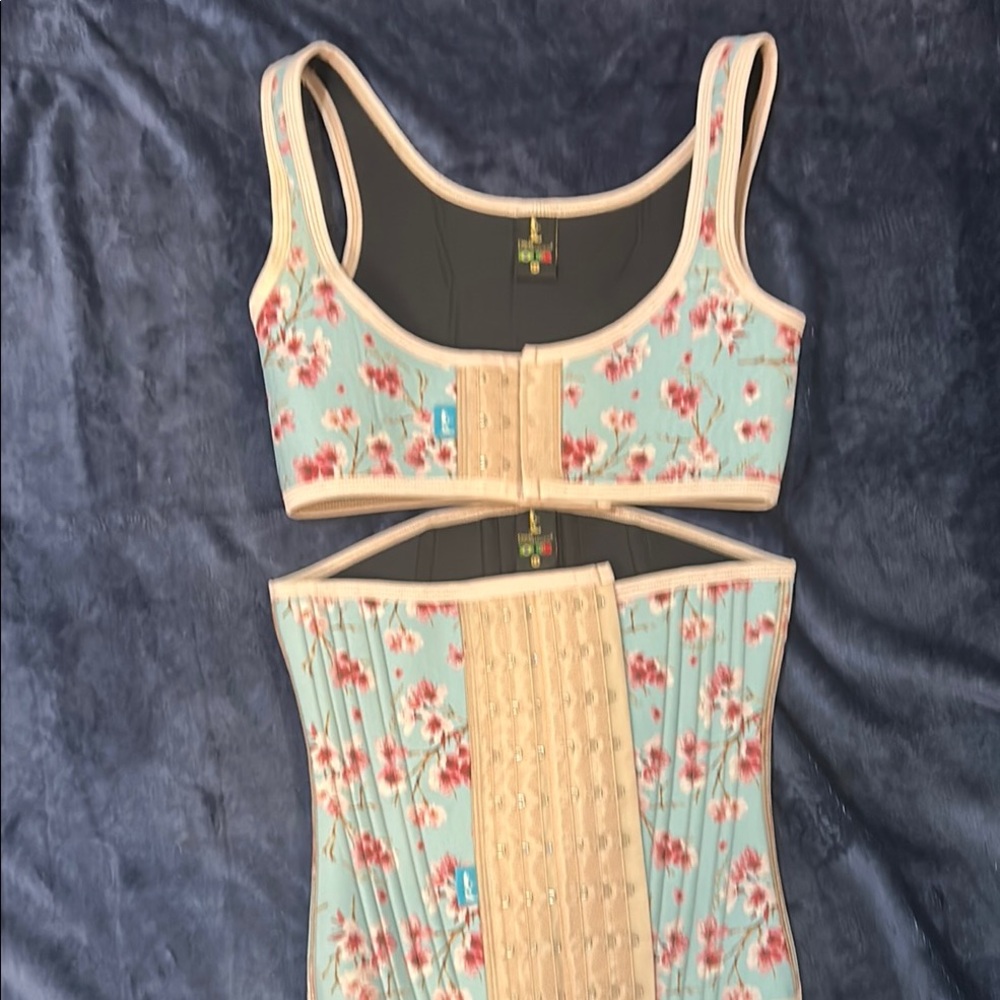 Floral Corset/ waist trainer/ faja and Crop Top Set